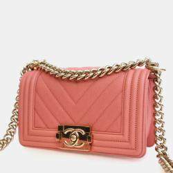 مملوكة مسبقًا حقيبة شانيال بوي كافيار صغيرة زهرية
