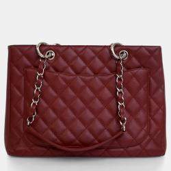 مملوكة مسبقًا حقيبة يد شانيل غراند شوبينغ حمراء كافيار