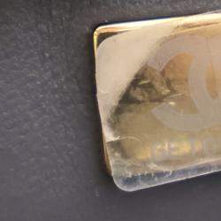 Pre Owned حقيبة فلاب مزدوجة كلاسيكية صغيرة من شانيل جلد الحمل الرمادي