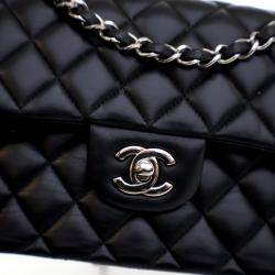 مملوكة مسبقًا Chanel Small Black Lambskin Classic Double Flap Bag