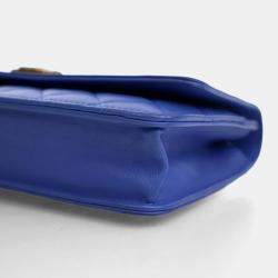 Pre Owned محفظة شانييل بوي جلود حمل أزرق بسلسلة