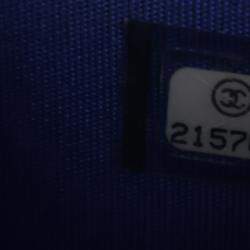 Pre Owned محفظة شانييل بوي جلود حمل أزرق بسلسلة