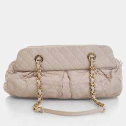 Pre Owned Chanel Beige Calfskin Chic Quilt Bowling Bag
