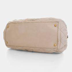 Pre Owned Chanel Beige Calfskin Chic Quilt Bowling Bag