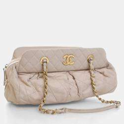 Pre Owned Chanel Beige Calfskin Chic Quilt Bowling Bag