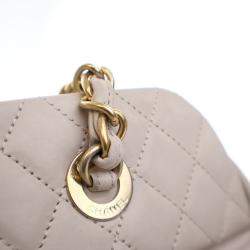 Pre Owned Chanel Beige Calfskin Chic Quilt Bowling Bag