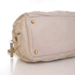 Pre Owned Chanel Beige Calfskin Chic Quilt Bowling Bag