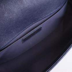 مملوكة مسبقًا Chanel Medium Navy Caviar Chevron Boy Bag