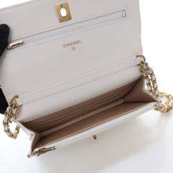 Pre Owned محفظة بسلسلة شانيل تويست يور بوتنز جلد كافيار