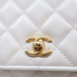 Pre Owned محفظة بسلسلة شانيل تويست يور بوتنز جلد كافيار