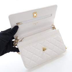 Pre Owned محفظة بسلسلة شانيل تويست يور بوتنز جلد كافيار