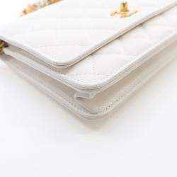 Pre Owned محفظة بسلسلة شانيل تويست يور بوتنز جلد كافيار