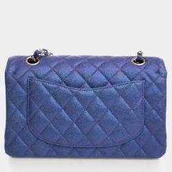 Pre Owned حقيبة شانيل كلاسيكية صغيرة قلاب مزدوج جلد كافيار