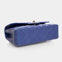 Pre Owned حقيبة شانيل كلاسيكية صغيرة قلاب مزدوج جلد كافيار