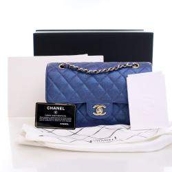 Pre Owned حقيبة شانيل كلاسيكية صغيرة قلاب مزدوج جلد كافيار