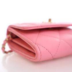 Pre Owned حقيبة كلتش شانيل ميني جلد خروف وردي بيرل كرش بسلسلة