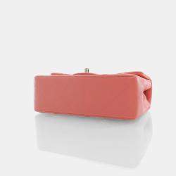 Pre Owned Chanel Mini Rose Pink Lambskin Rectangular Classic Flap Bag