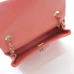 Pre Owned Chanel Mini Rose Pink Lambskin Rectangular Classic Flap Bag