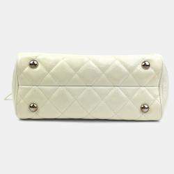 Pre Owned حقيبة يد شانيل تايمليس مبطن جلد أبيض عتيق