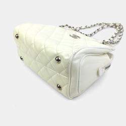 Pre Owned حقيبة يد شانيل تايمليس مبطن جلد أبيض عتيق