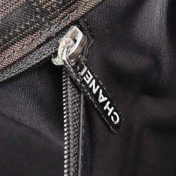 Pre Owned Chanel Brown Jacquard Nylon Travel Line Shoulder Bag