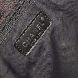 Pre Owned Chanel Brown Jacquard Nylon Travel Line Shoulder Bag