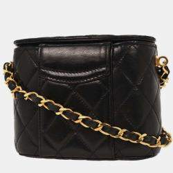 Pre Owned حقيبة شانيل فانتي كتف جلد خروف أسود