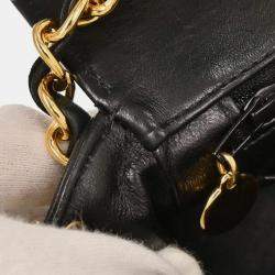 Pre Owned حقيبة كتف شانيل ديانا صغيرة جلد خروف أسود