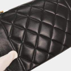 Pre Owned حقيبة كتف شانيل ديانا صغيرة جلد خروف أسود