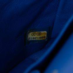 Pre Owned Chanel Blue Medium Classic Patent Double Flap