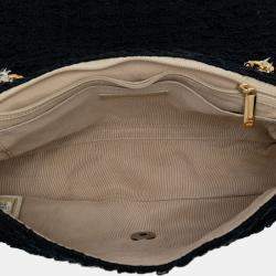 Pre Owned حقيبة شانيل كلاسيك تويد سوداء متوسطة بقلاب واحد