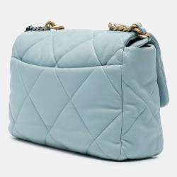 Pre Owned Chanel Blue Large Lambskin 19 Flap