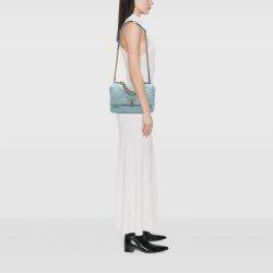 Pre Owned Chanel Blue Large Lambskin 19 Flap