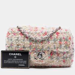 Pre Owned Chanel Pink Mini Rectangular Classic Tweed Single Flap
