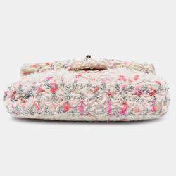 Pre Owned Chanel Pink Mini Rectangular Classic Tweed Single Flap