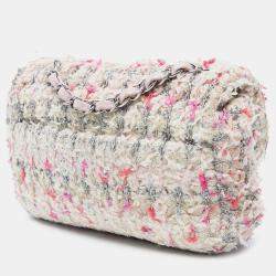 Pre Owned Chanel Pink Mini Rectangular Classic Tweed Single Flap