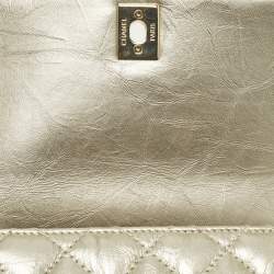 مملوكة مسبقًا حقيبة يد علوية شانيل كوكو جلد مبطن ذهبي صغير مقبض عتيق