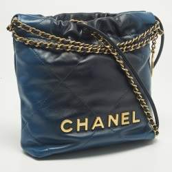 مملوكة مسبقًا Chanel 22 Mini Ombre Blue Quilted Leather Chain Bag