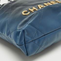 مملوكة مسبقًا Chanel 22 Mini Ombre Blue Quilted Leather Chain Bag