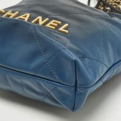 مملوكة مسبقًا Chanel 22 Mini Ombre Blue Quilted Leather Chain Bag