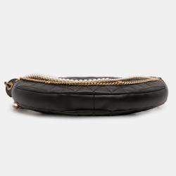 Pre Owned حقيبة شانيل سلاسل جميعها جلد حمل مبطن أسود