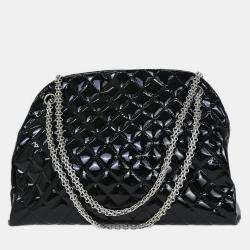 Pre Owned حقيبة شانيل سوداء جلد براءات كبيرة موديل مادموزيل بولينج