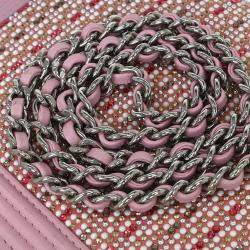 مملوكة مسبقًا Chanel Pink Lambskin Rhinestone WOC Wallet On Chain