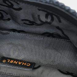 Pre Owned Chanel Black Straw Shoulder Bag