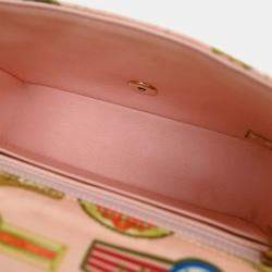 Pre Owned Chanel Pink Satin Cuba Cigare Print Shoulder Bag