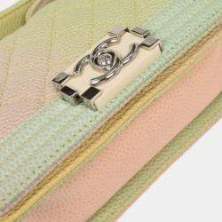Pre Owned Boy Chanel Pastel Color Calfskin Mini Shoulder Bag