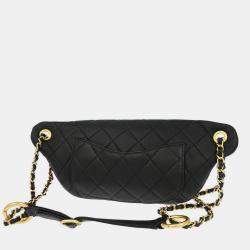 مملوكة مسبقًا حقيبة خصر شانيل جلد عجل أسود كل شيء عن السلاسل