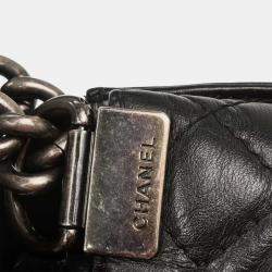 Pre Owned Boy Chanel Black Lambskin Medium Shoulder Bag