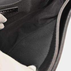 Pre Owned Boy Chanel Black Lambskin Medium Shoulder Bag