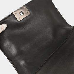Pre Owned Boy Chanel Black Lambskin Medium Shoulder Bag